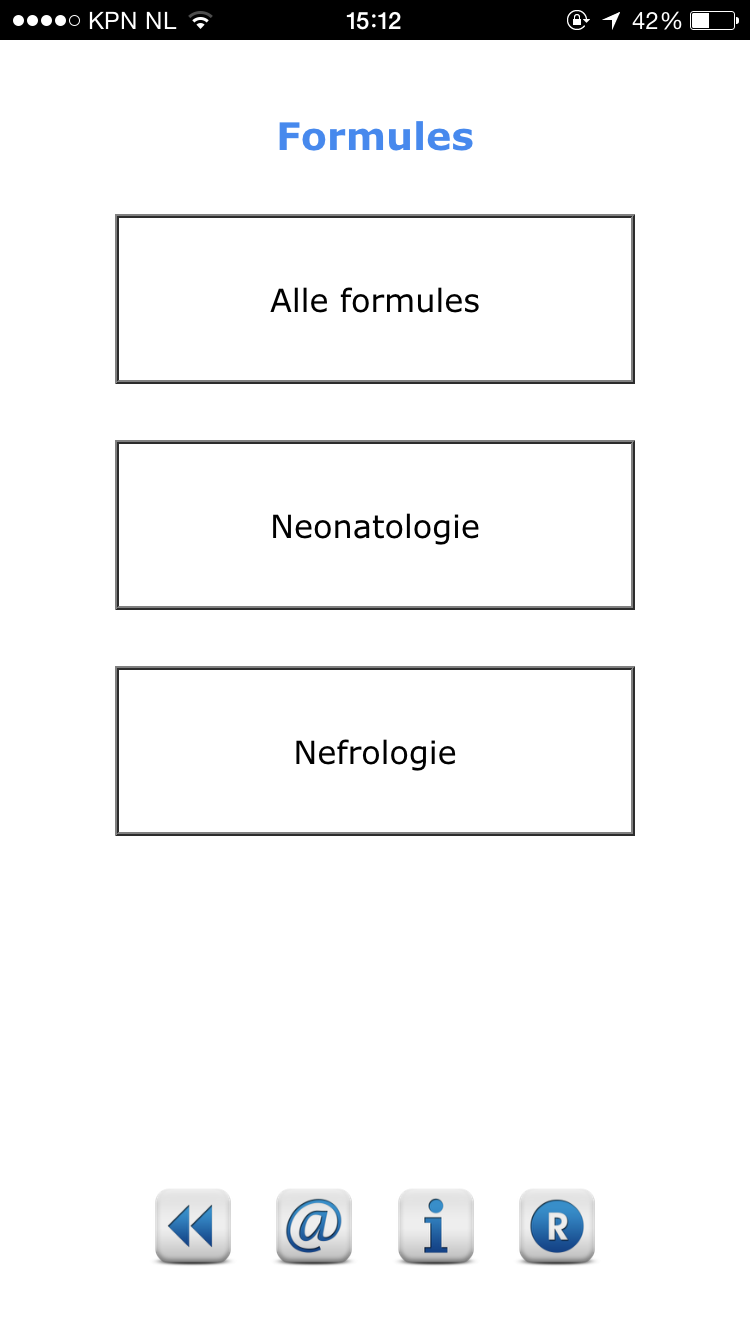 screenshot klinische formules-app voor kinderartsen