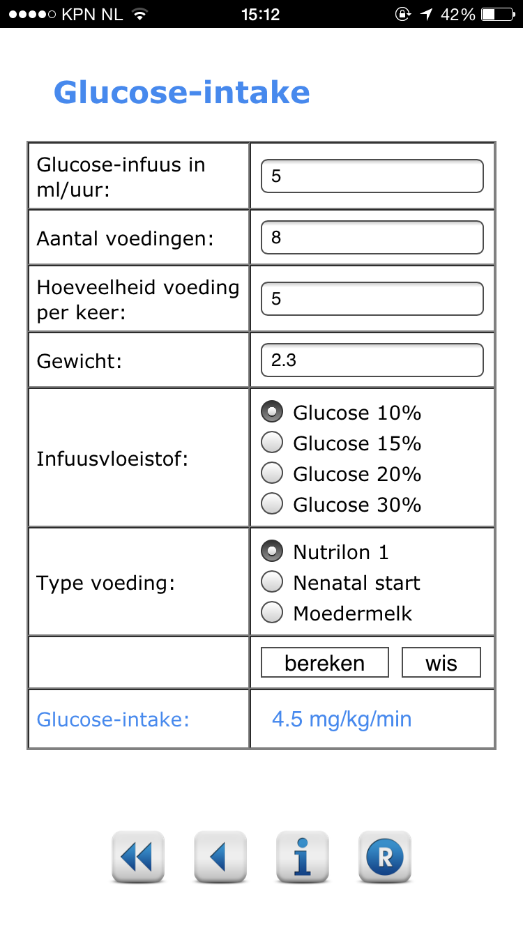 screenshot klinische formules-app voor kinderartsen