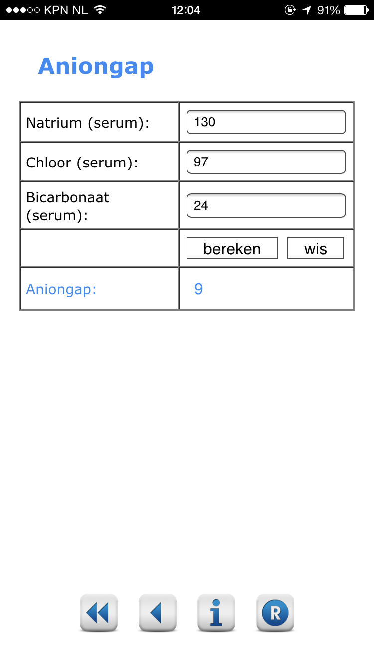 bijvoorbeeld: berekening anion-gap