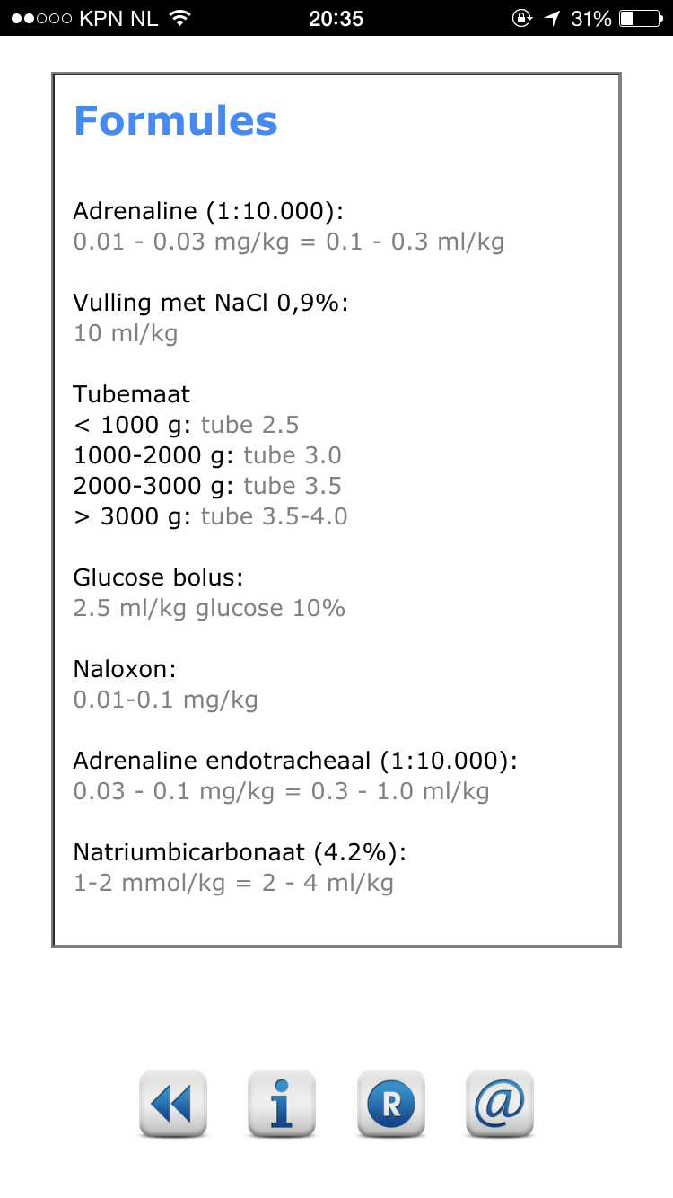 Screenshot NLS app - formules