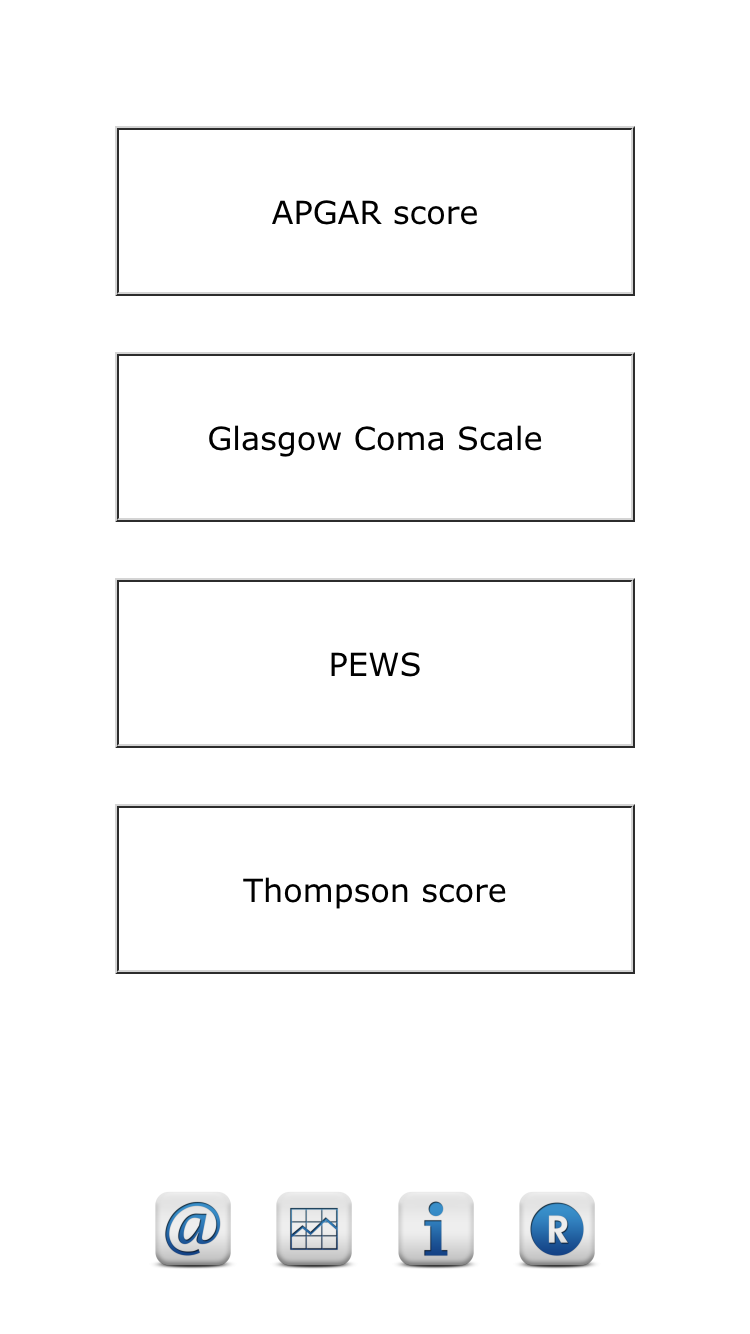 a screenshot of the Pediatric scores app